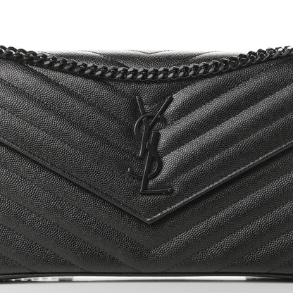 Saint Laurent Grain De Poudre Matelasse Chevron Monogram Chain Wallet Black 8 of 11