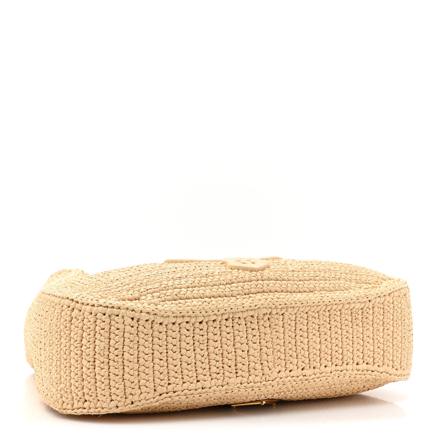 Yarn Raffia Effect Crochet Embroidered Logo Hobo Naturale