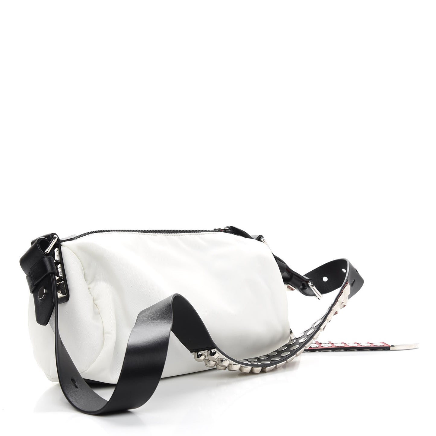 Tessuto Nylon Studded New Vela Shoulder Bag White Fuoco