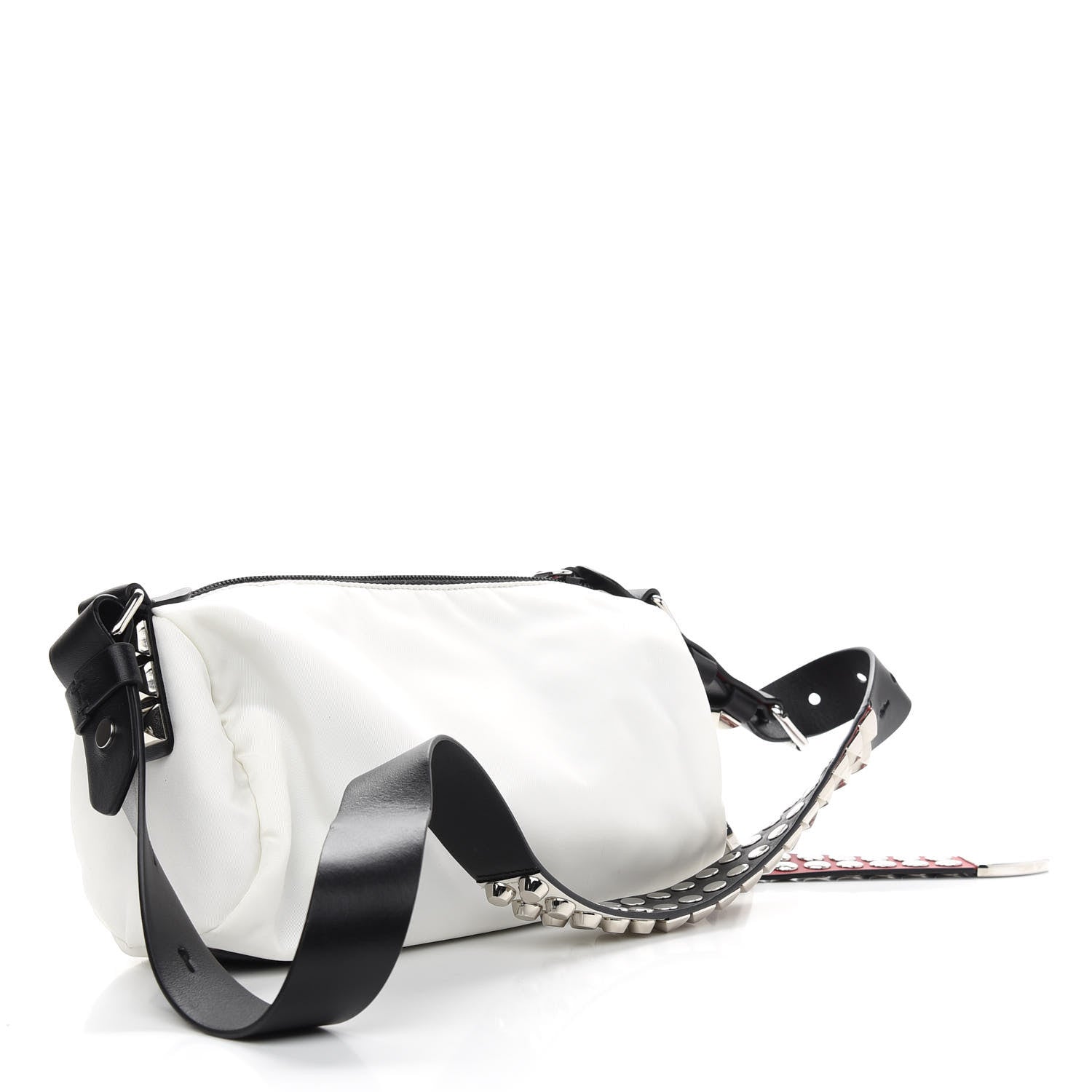 Prada Tessuto Nylon Studded New Vela Shoulder Bag White Fuoco 3 of 8