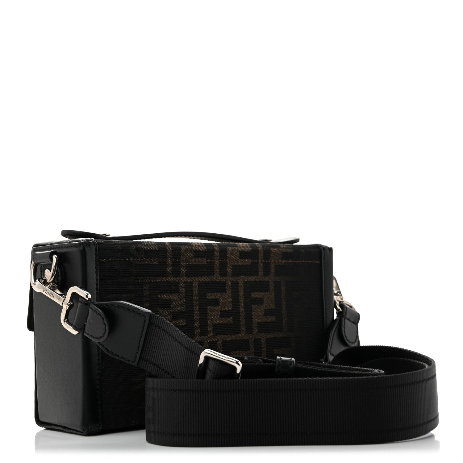 Fendi Recycled Fabric Jacquard Vitello King FF 1974 Baguette Soft Trunk Phone Pouch Brown 3 of 14