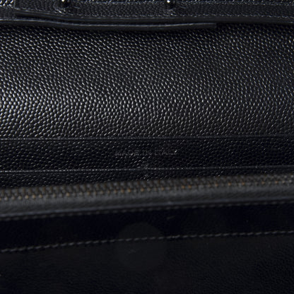 Saint Laurent Grain De Poudre Matelasse Chevron Monogram Chain Wallet Black 7 of 9