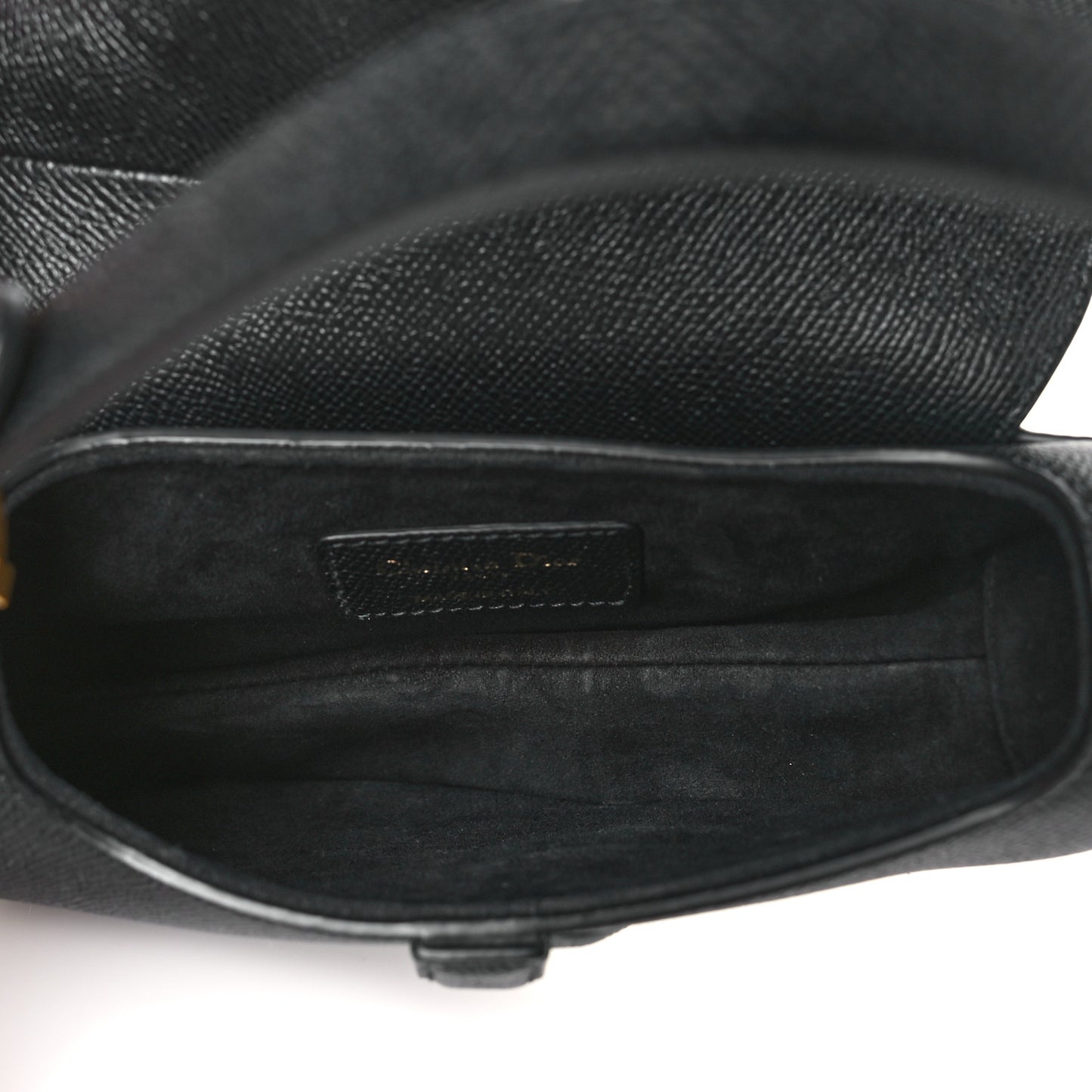 Grained Calfskin Mini Saddle Bag With Strap Black