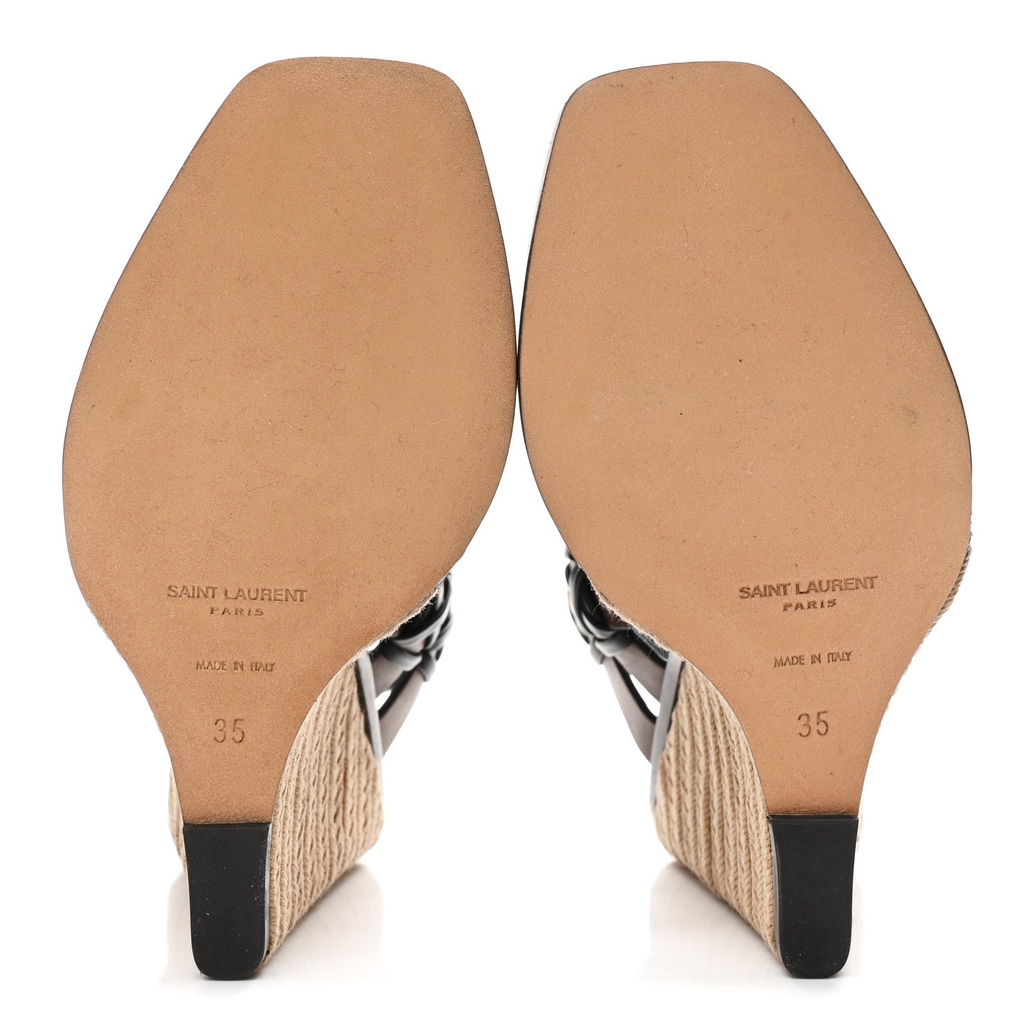 Saint Laurent Calfskin Espadrille Wedges 35 Brown 6 of 10
