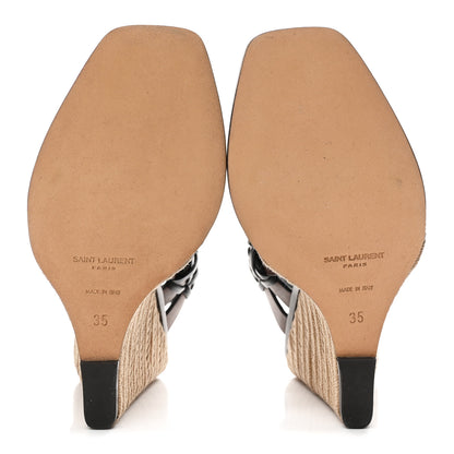 Saint Laurent Calfskin Espadrille Wedges 35 Brown 6 of 10