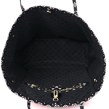 Louis Vuitton Monogram Giant Crafty Neverfull MM Creme Rouge Black 5 of 9