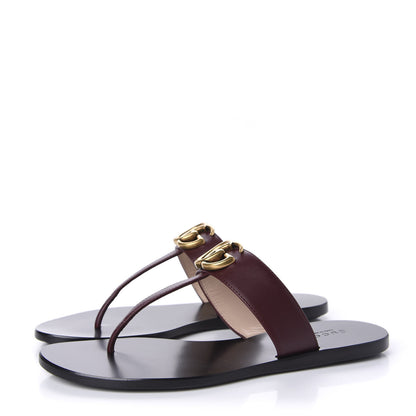 Gucci Calfskin GG Marmont Thong Sandals 36 Vintage Bordeaux 3 of 9