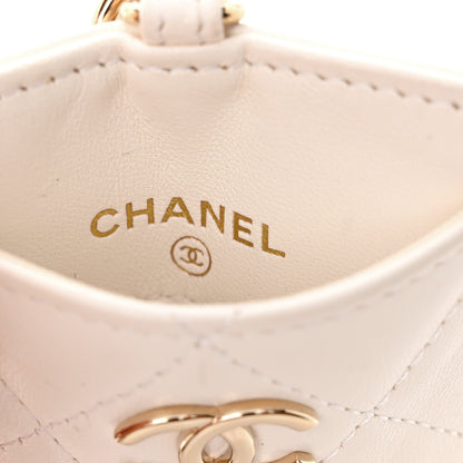 Chanel Lambskin Quilted Camellia Bow Card Holder On Chain White 6 of 11