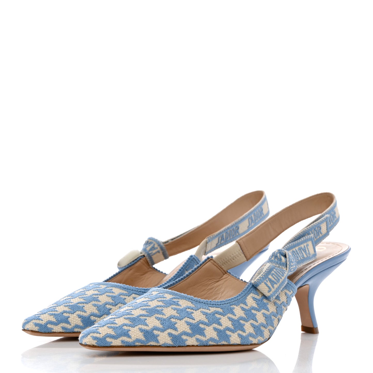 Micro PDP Cotton Houndstooth J'Adior Slingback 65mm Pumps 40.5 Cornflower