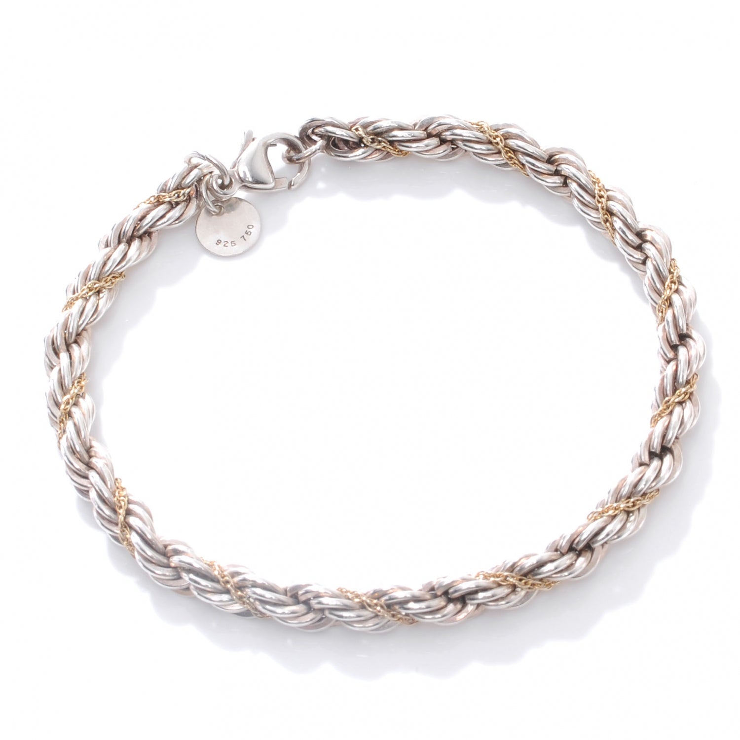 Tiffany Sterling Silver 18K Yellow Gold Rope Chain Bracelet 1 of 4