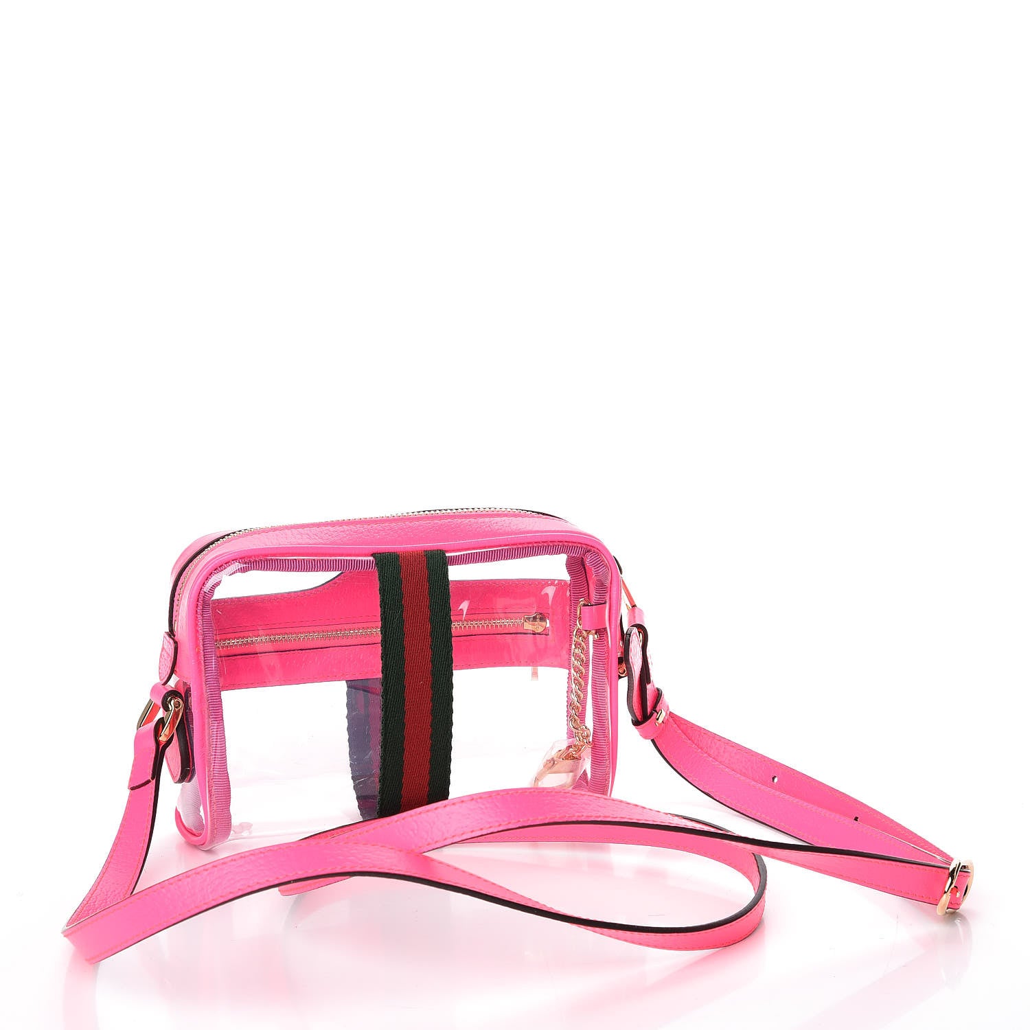 Gucci Vinyl Web Mini Ophidia Transparent Shoulder Bag Fluorescent Fuchsia 2 of 9