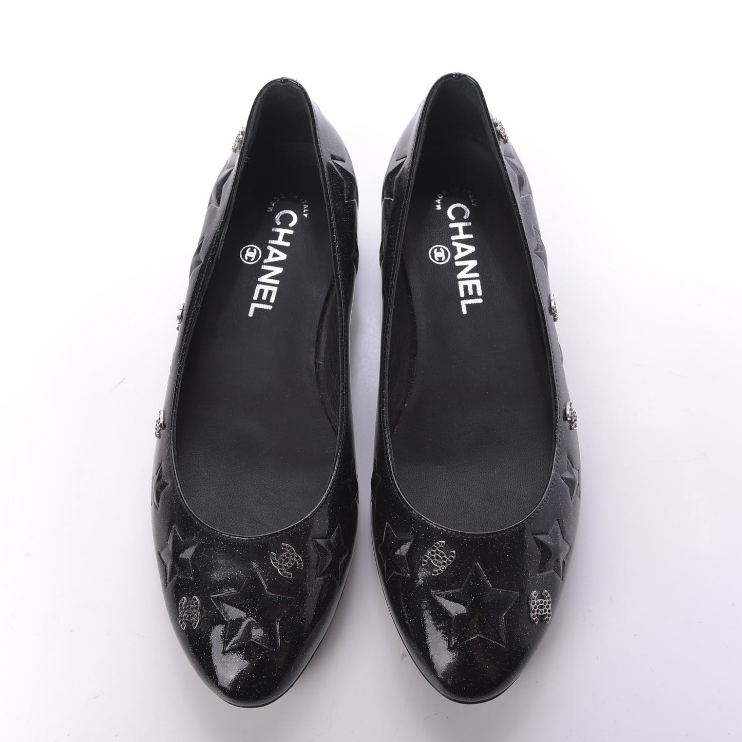 Patent Glitter Flats 38 Black