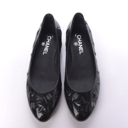 Chanel Patent Glitter Flats 38 Black 6 of 12