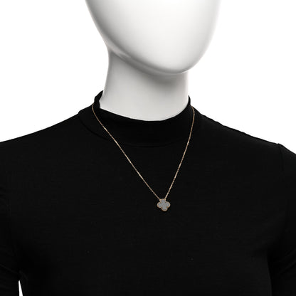 Van Cleef & Arpels 18K Yellow Gold Black Onyx Vintage Alhambra Pendant Necklace 2 of 5