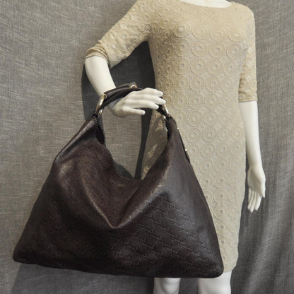 Gucci Guccissima Large Horsebit Chain Hobo Brown 2 of 9