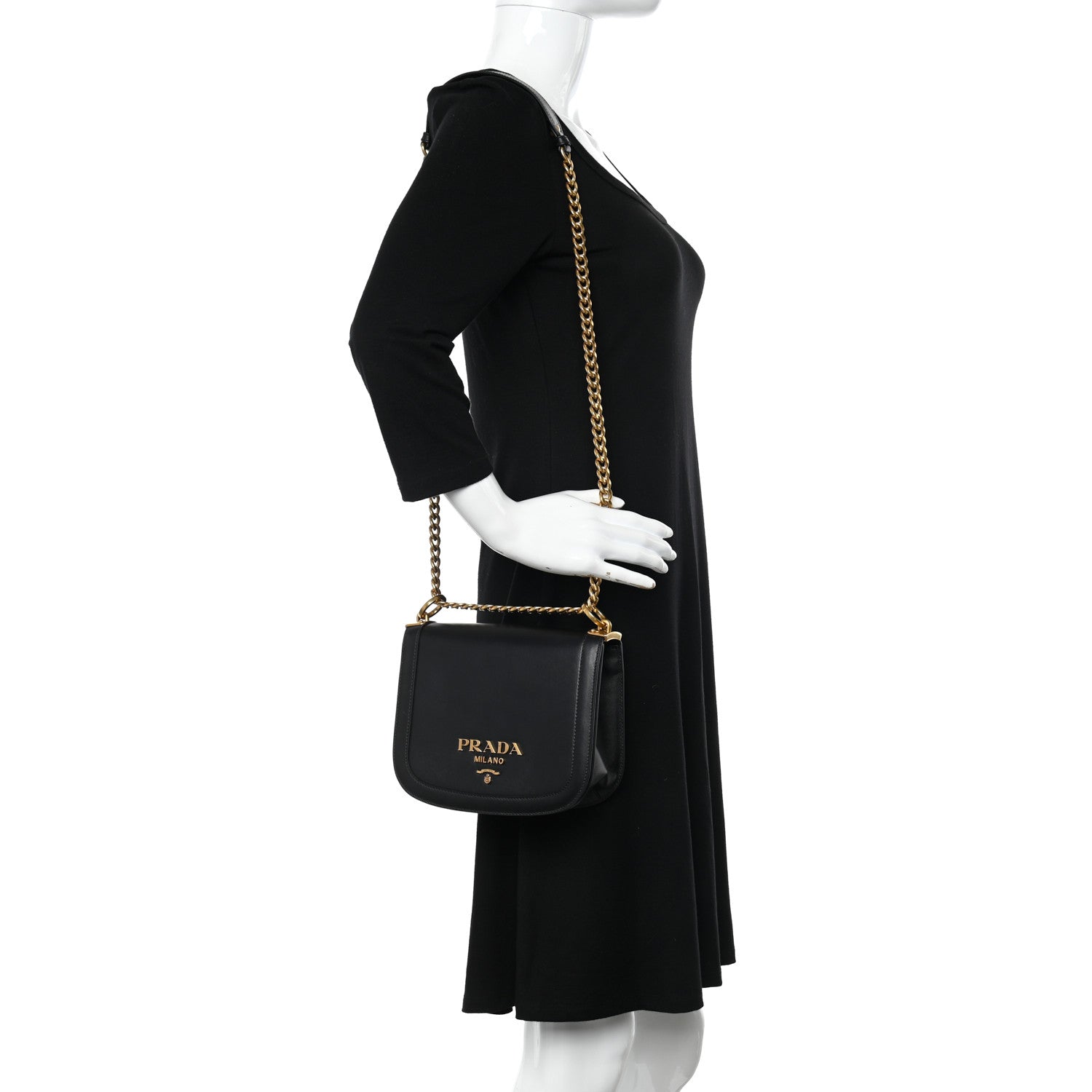 Prada City Calf Pionniere Saddle Bag Black 2 of 8