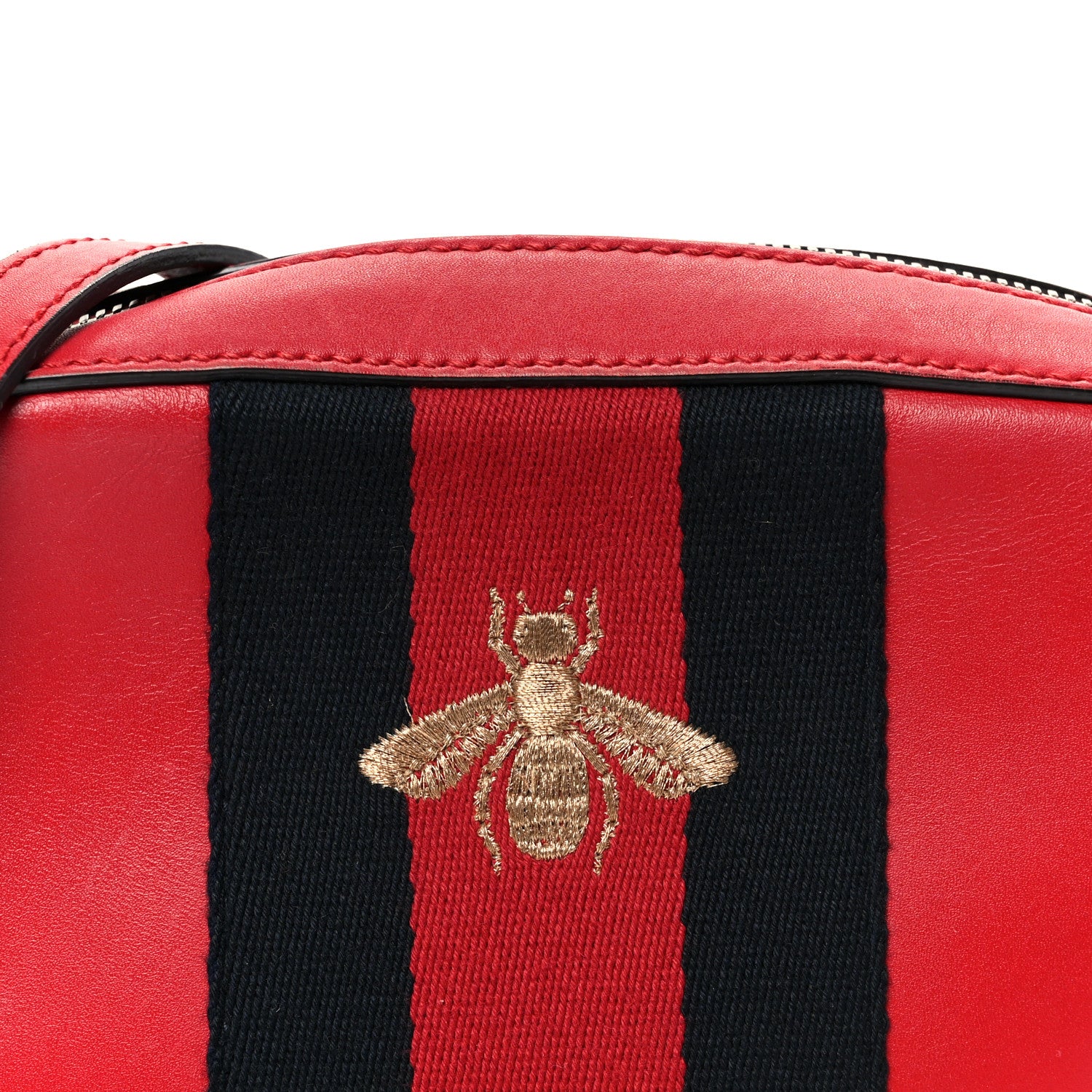 Gucci Calfskin Web Small Webby Bee Shoulder Bag Red 1822527
