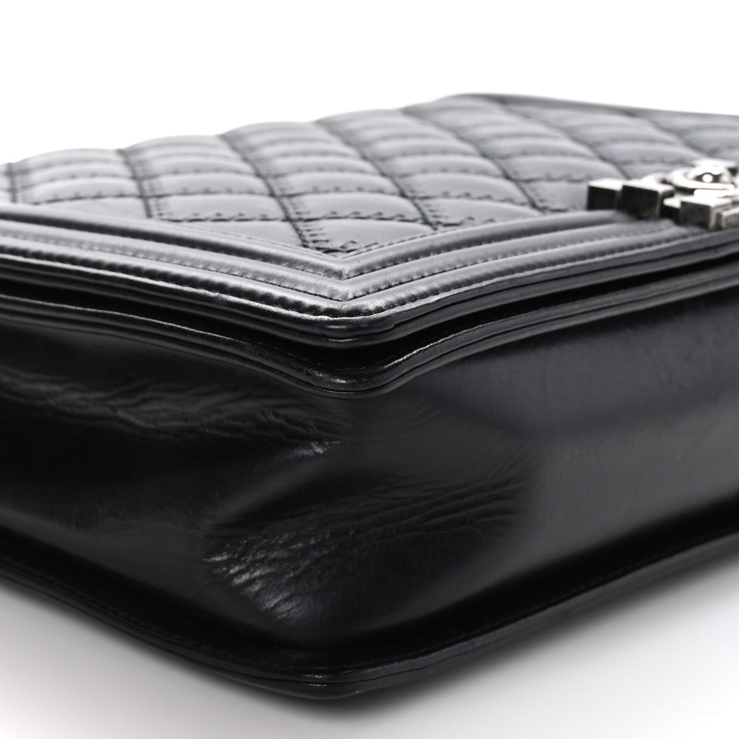 Chanel Calfskin Embossed Stitch Large Boy Flap Black 9 of 12