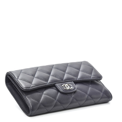 Chanel Lambskin Quilted Large Flap Wallet Navy 4 of 8