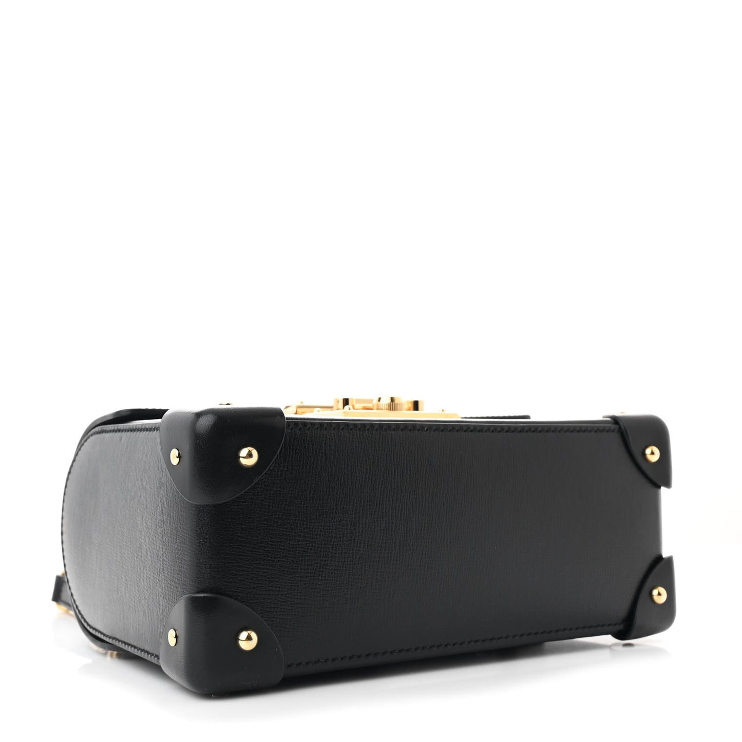Calfskin Small Padlock Bamboo Shoulder Bag Black