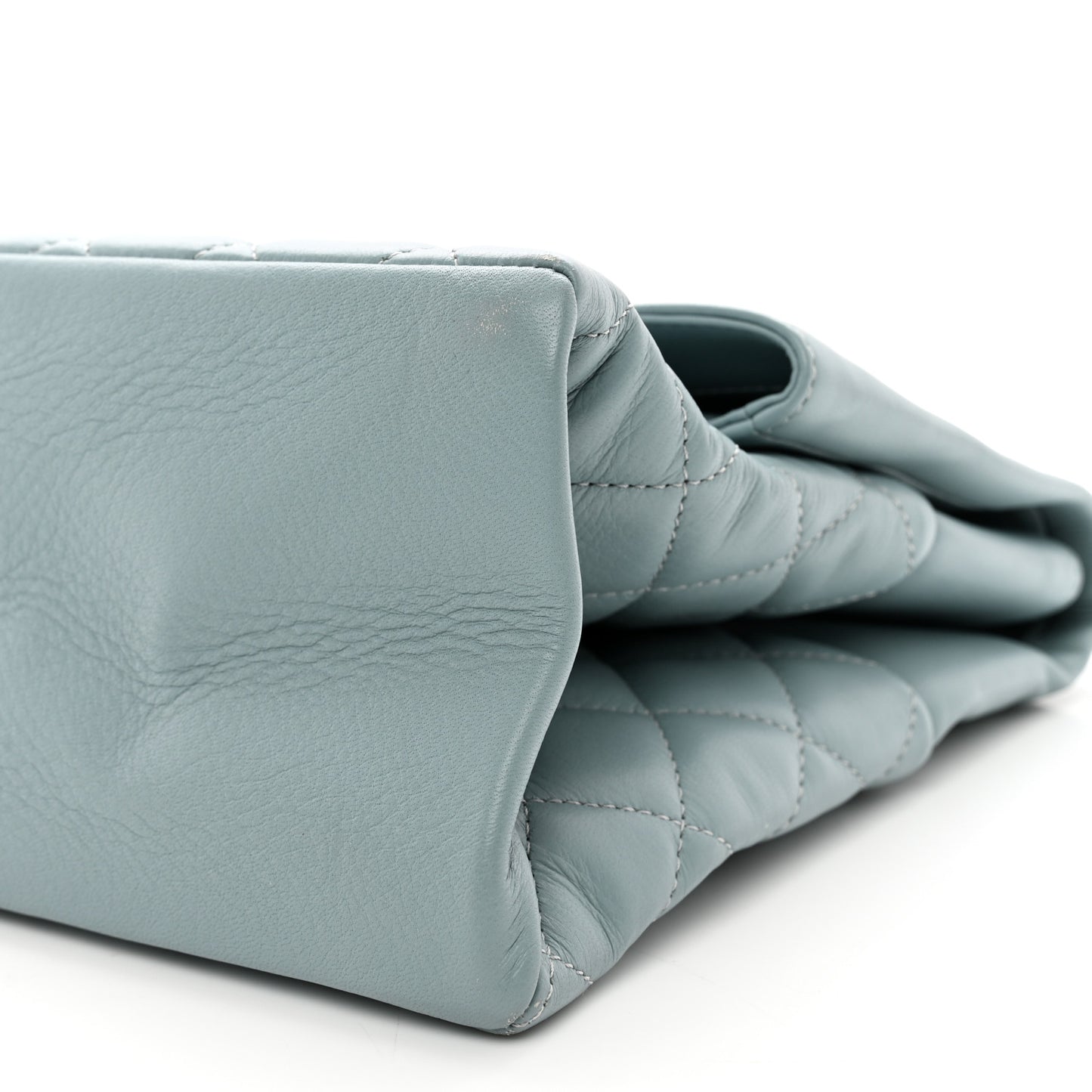 Distressed Calfskin Hamptons Flap Light Blue