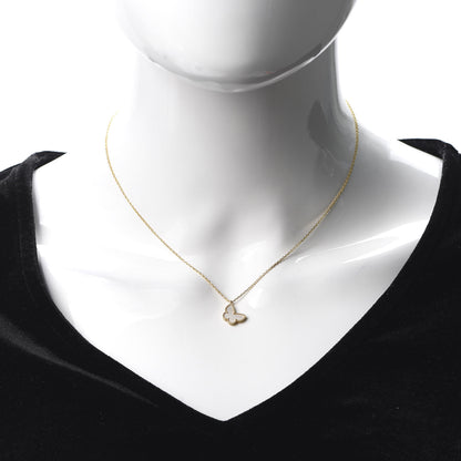 Van Cleef & Arpels 18K Yellow Gold Mother of Pearl Sweet Alhambra Butterfly Pendant Necklace 2 of 7