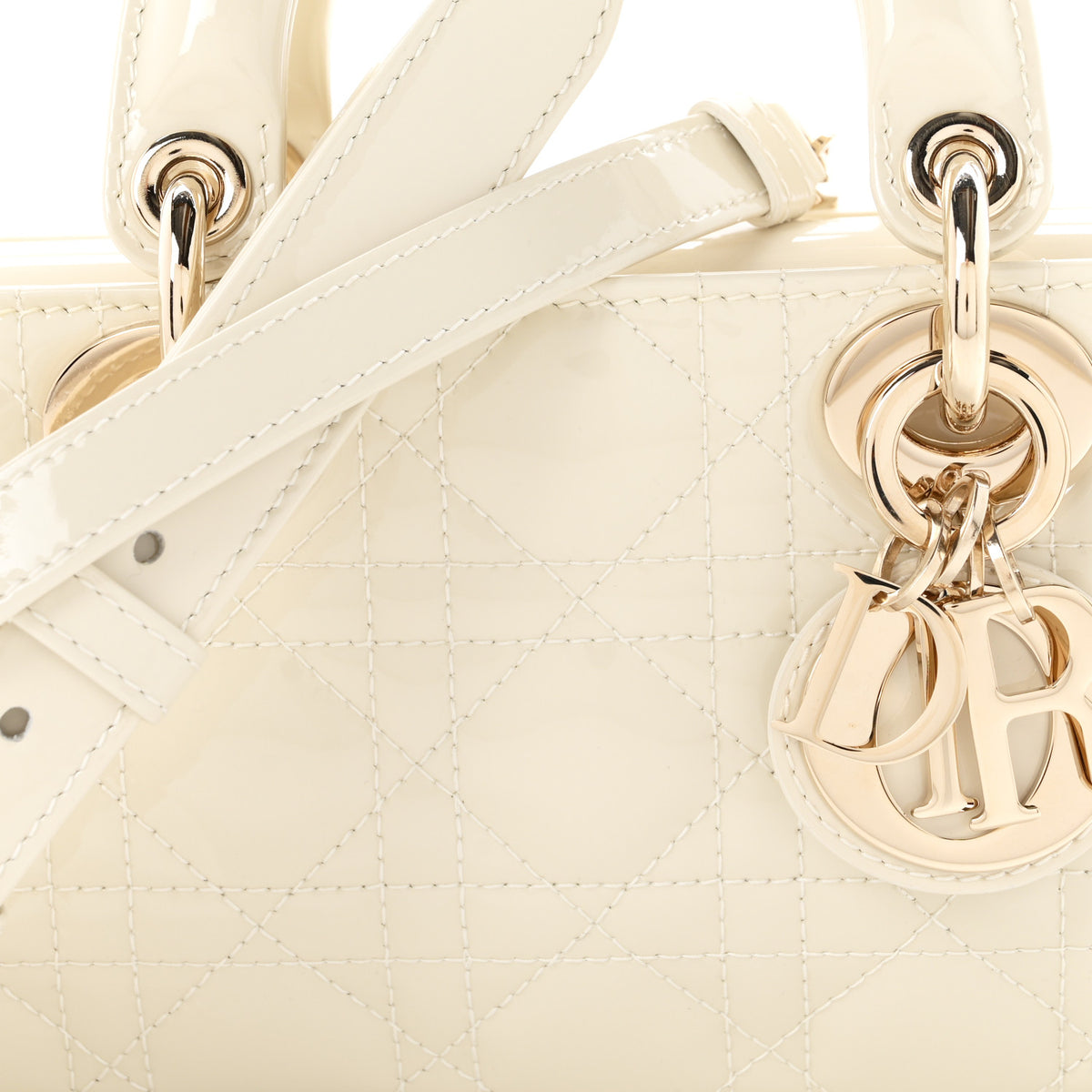 Christian Dior Patent Cannage Small Lady D-Joy White 8 of 12
