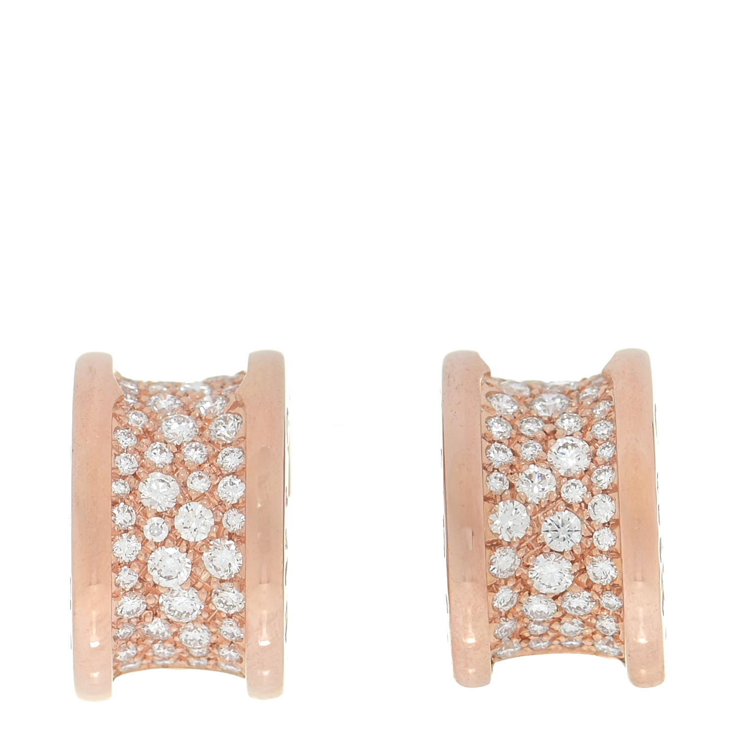 Bulgari 18K Rose Gold Diamond B.Zero1 Huggie Earrings 1 of 5