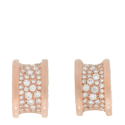Bulgari 18K Rose Gold Diamond B.Zero1 Huggie Earrings 1 of 5