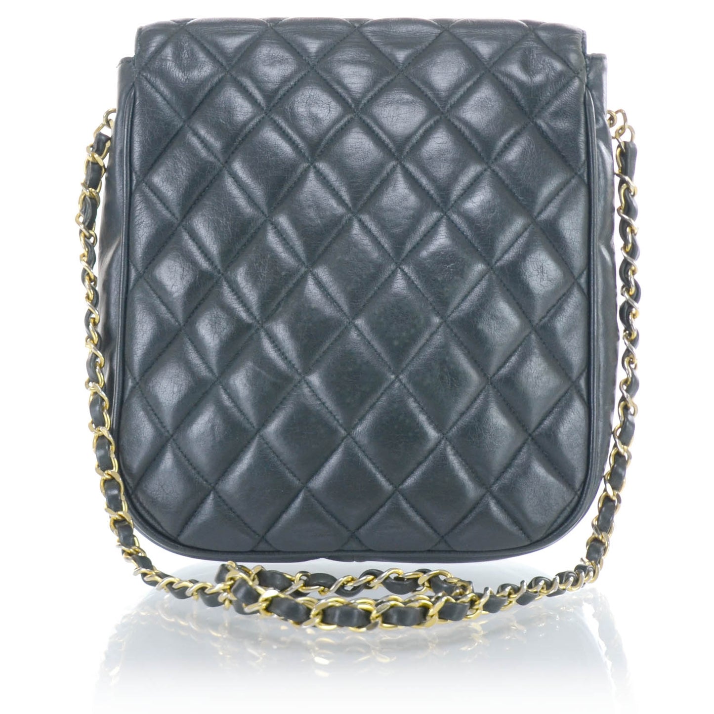 Lambskin Quilted Flap Bag Dark Green