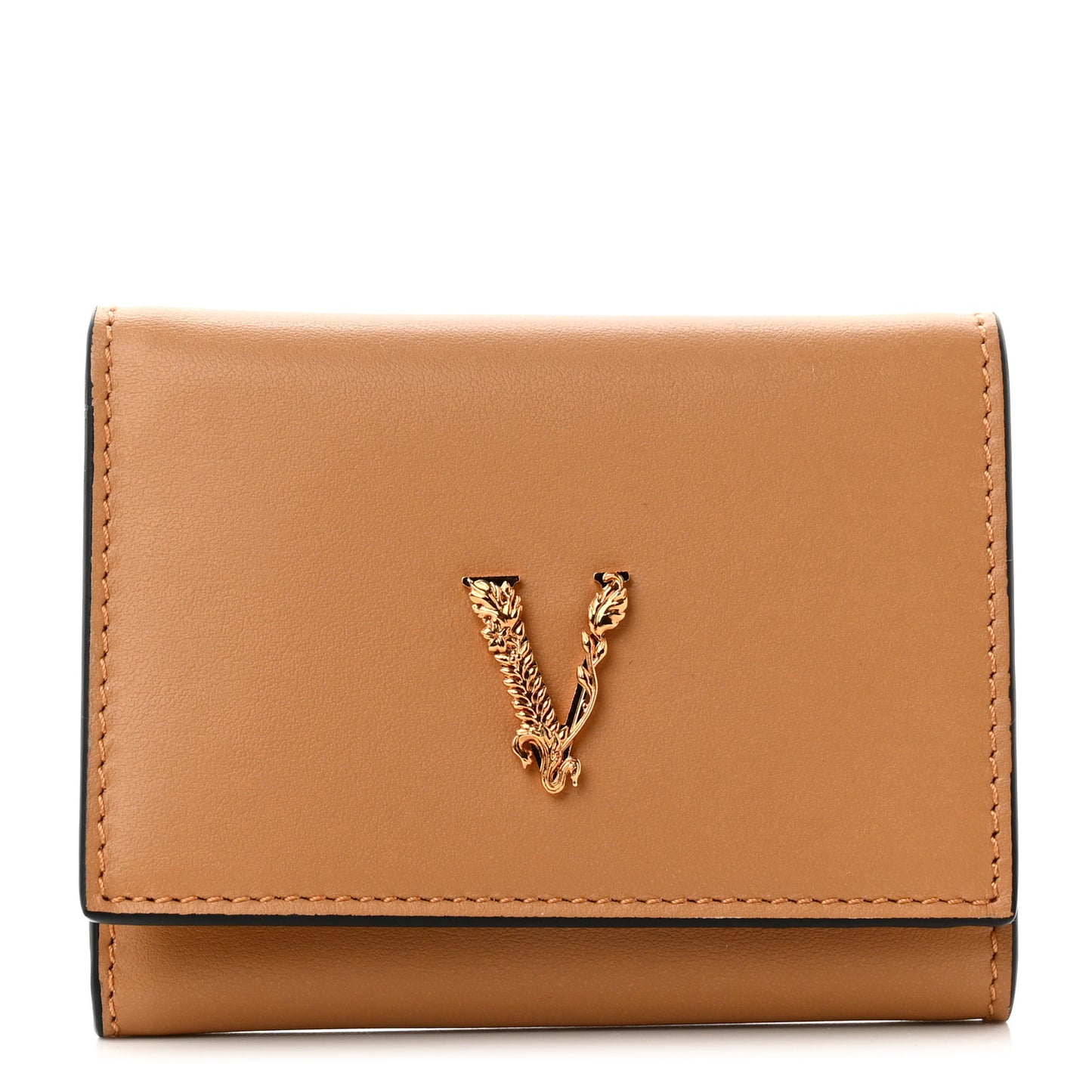 Vitello Virtus Tri-Fold Wallet Caramel