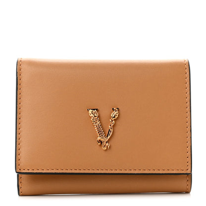 Versace Vitello Virtus Tri-Fold Wallet Caramel 1 of 8