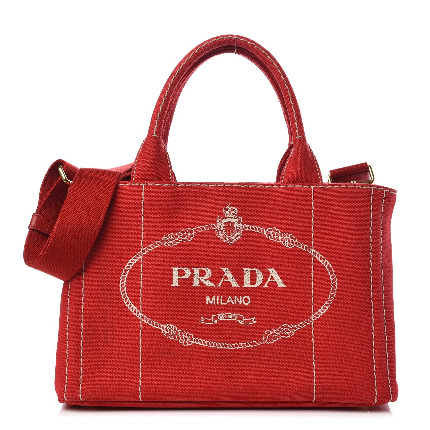 Prada Canapa Small Logo Tote Rosso 1 of 9