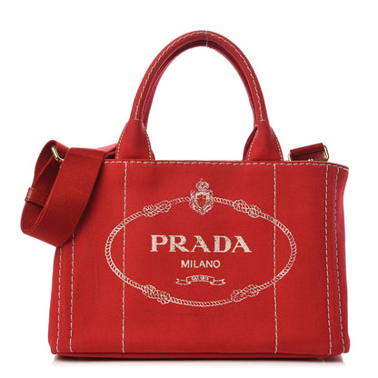 Prada Canapa Small Logo Tote Rosso 1 of 9