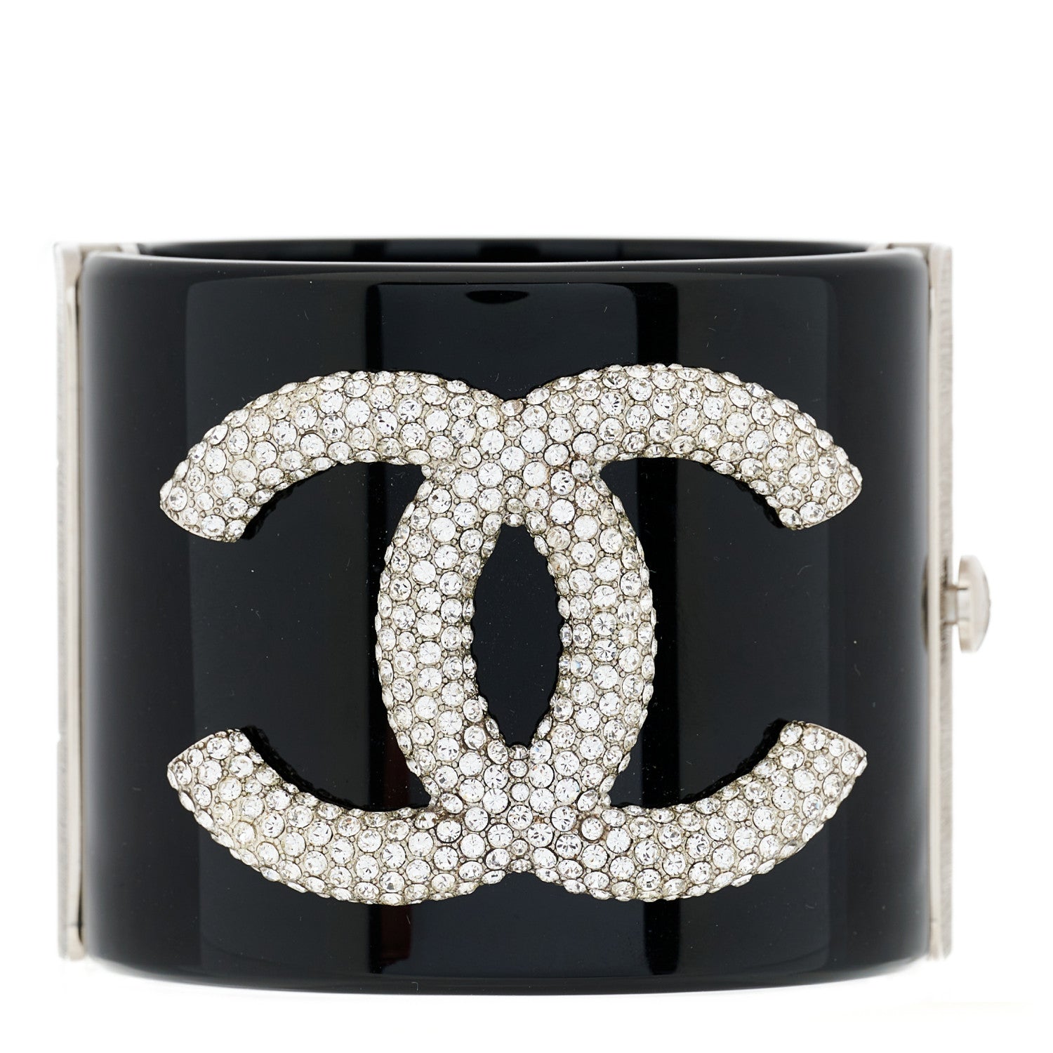 Chanel Resin Crystal CC Cuff Black 1 of 6