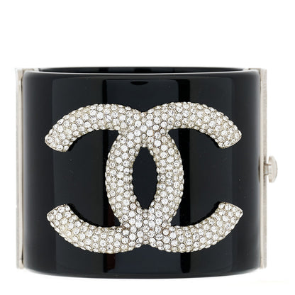 Chanel Resin Crystal CC Cuff Black 1 of 6