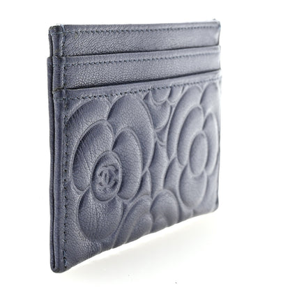 Chanel Goatskin Camellia Embossed Card Holder Dark Blue 3 of 8