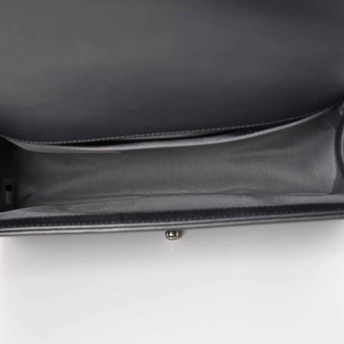 Metallic Calfskin Quilted Medium Boy Flap Dark Silver