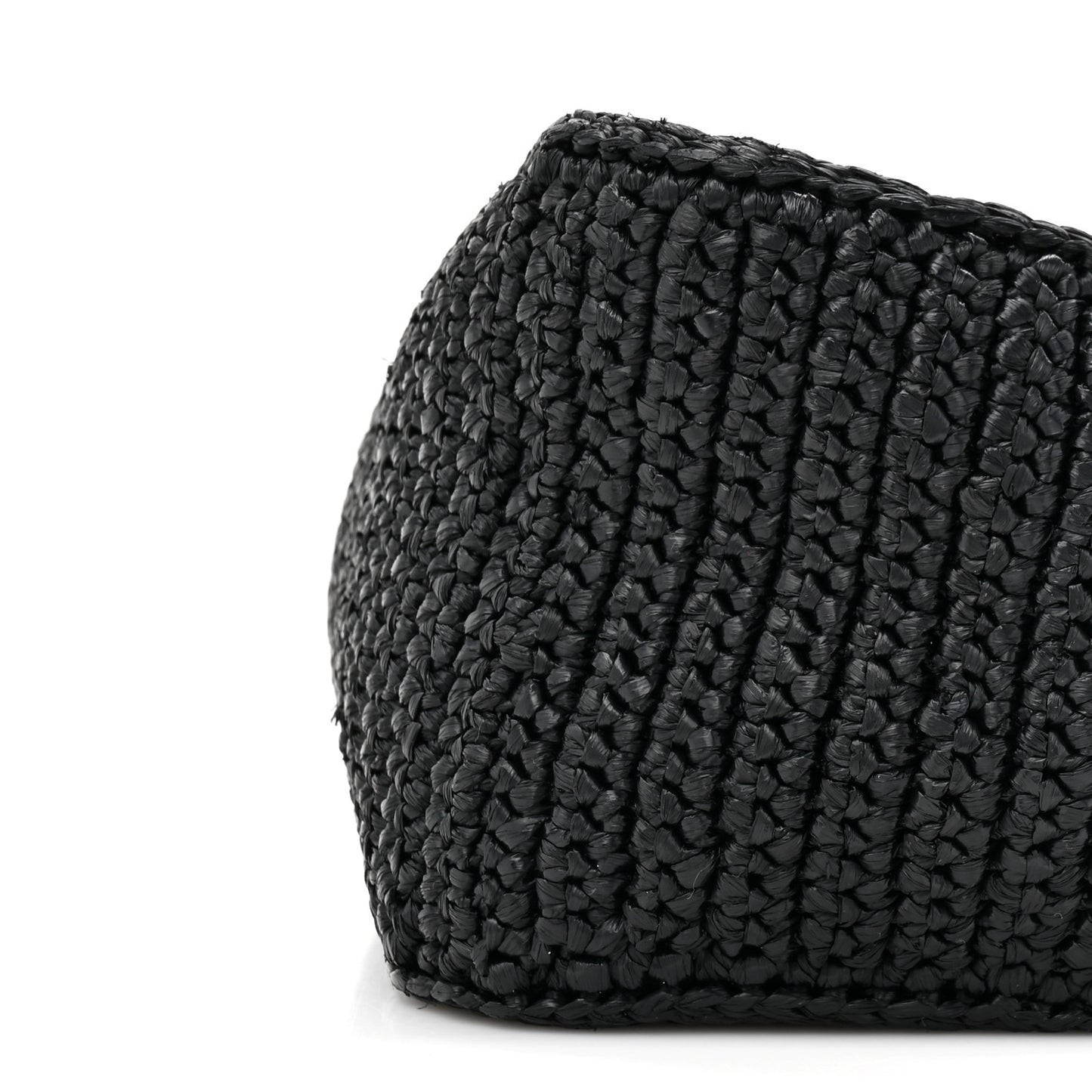 Yarn Raffia Effect Crochet Triangle Shoulder Bag Black