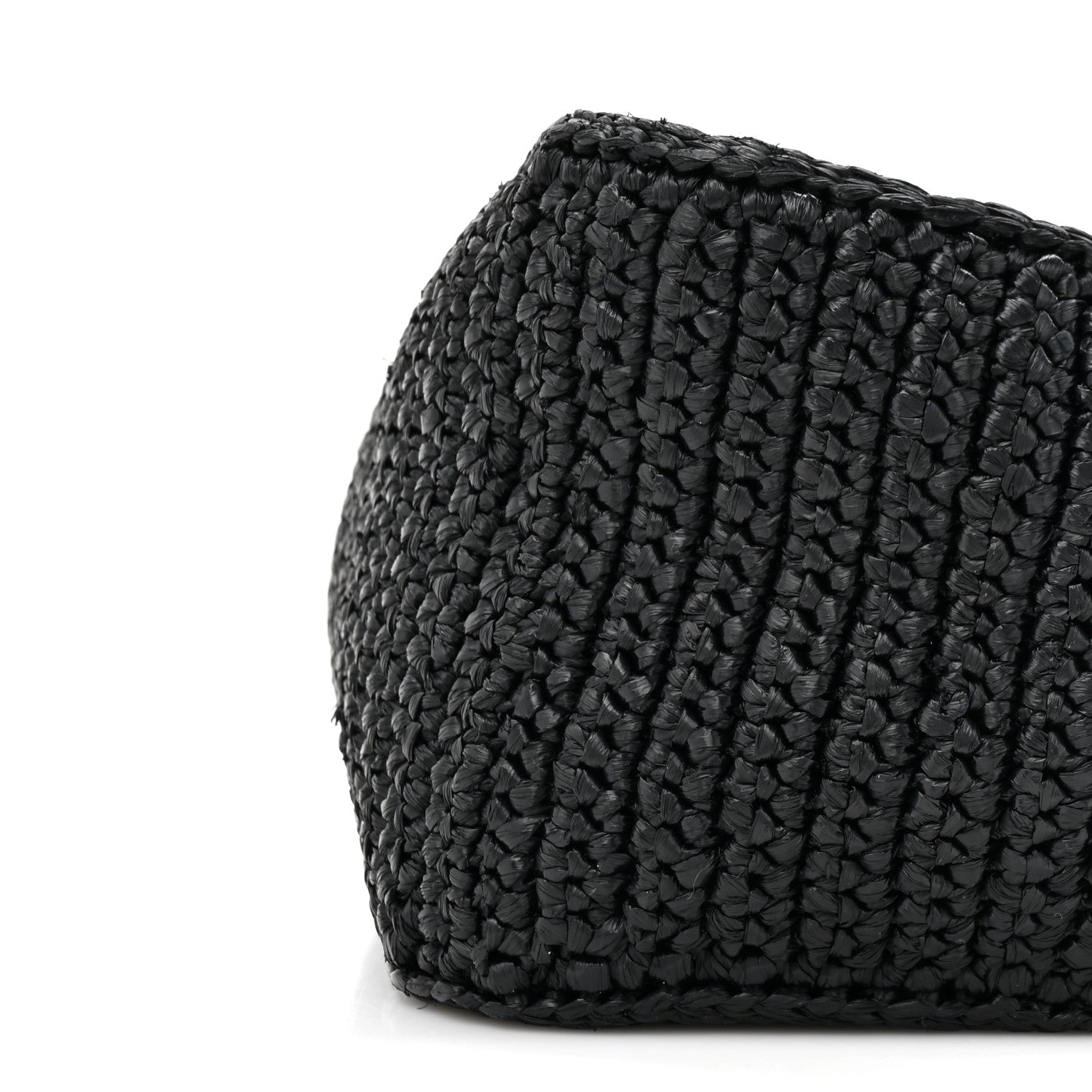 Prada Yarn Raffia Effect Crochet Triangle Shoulder Bag Black 8 of 9