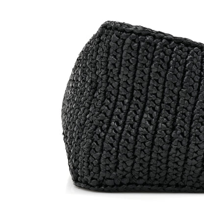 Prada Yarn Raffia Effect Crochet Triangle Shoulder Bag Black 8 of 9