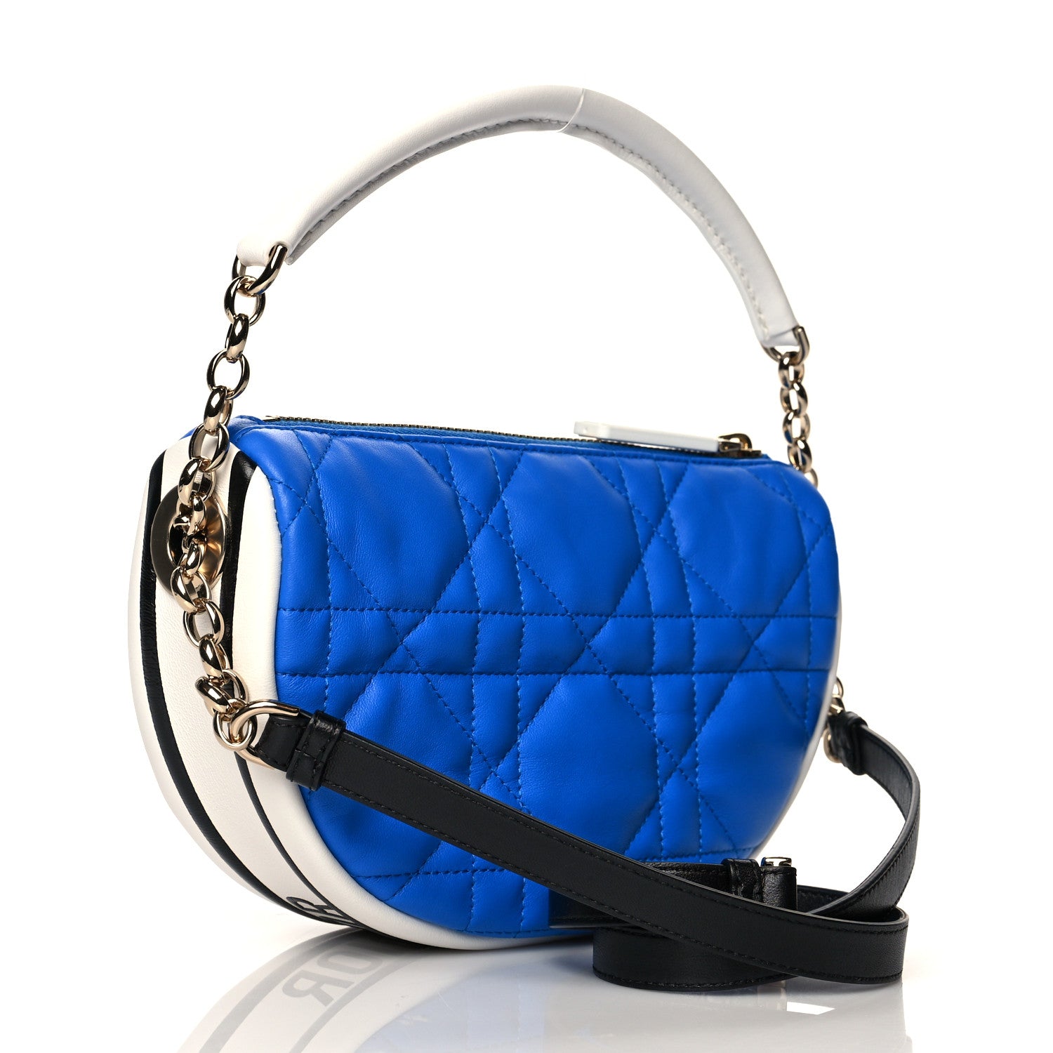 Christian Dior Lambskin Cannage Small Dior Vibe Hobo Bag Fluorescent Blue 3 of 10