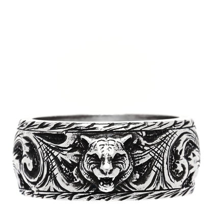 Gucci Sterling Silver Thin Feline Band Ring 57 8 1 of 6