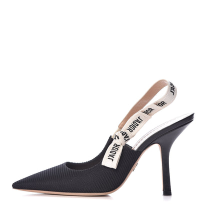 Christian Dior Technical Canvas Ribbon J'Adior Slingback 100mm Pumps 39.5 Black 1 of 15
