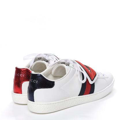 Gucci Calfskin Ayers Blind For Love Embroidered Womens Ace Sneakers 37.5 White 4 of 13