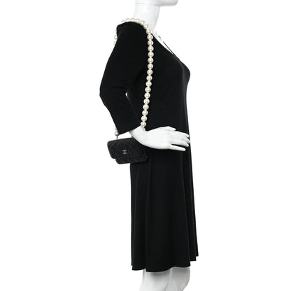 Chanel Calfskin Quilted Maxi Pearls Clutch With Chain Black 2 of 11