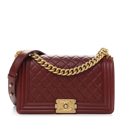 Chanel Lambskin Quilted Medium Boy Flap Dark Red 1 of 13