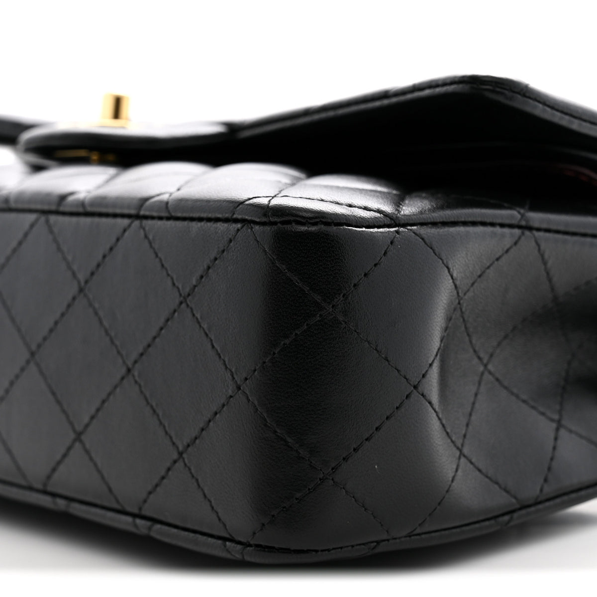Lambskin Quilted Medium Double Flap Black