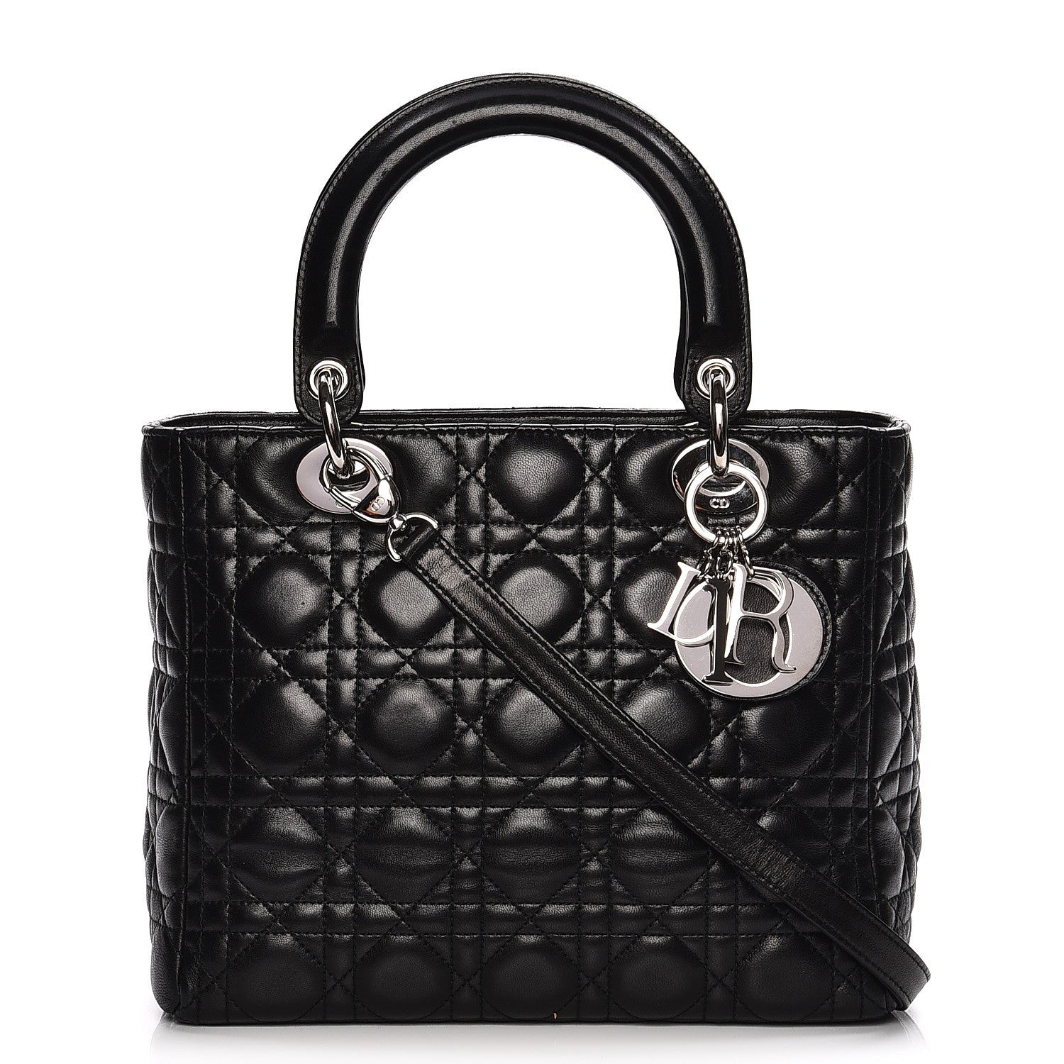 Christian Dior Lambskin Cannage Medium Lady Dior Black 1 of 15