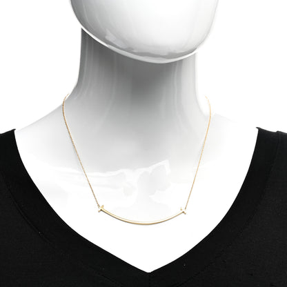 Tiffany 18K Yellow Gold Large T Smile Pendant Necklace 2 of 4